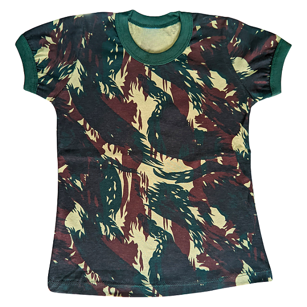 Camiseta Camuflada Baby Look Infantil - De 2 Até 14  Anos