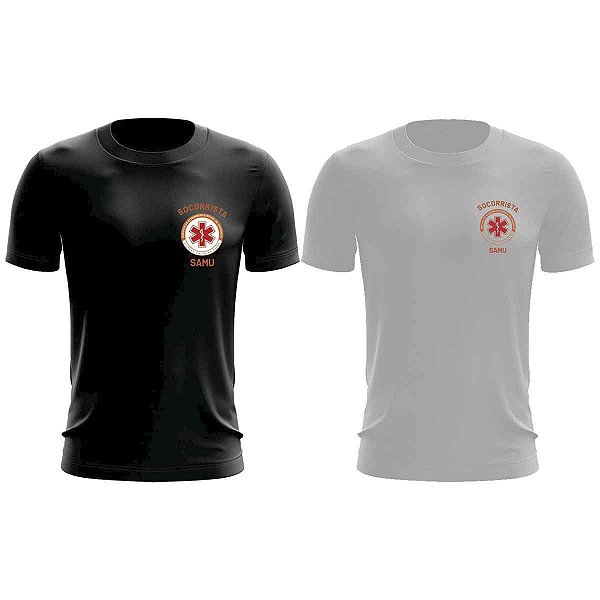 Camiseta Socorrista SAMU nas cores Preta e Branca