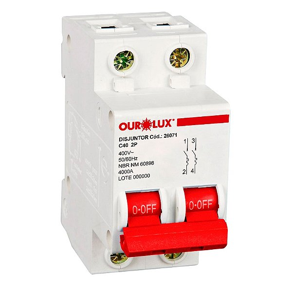 Disjuntor DIN Curva C Bipolar 40A Ourolux