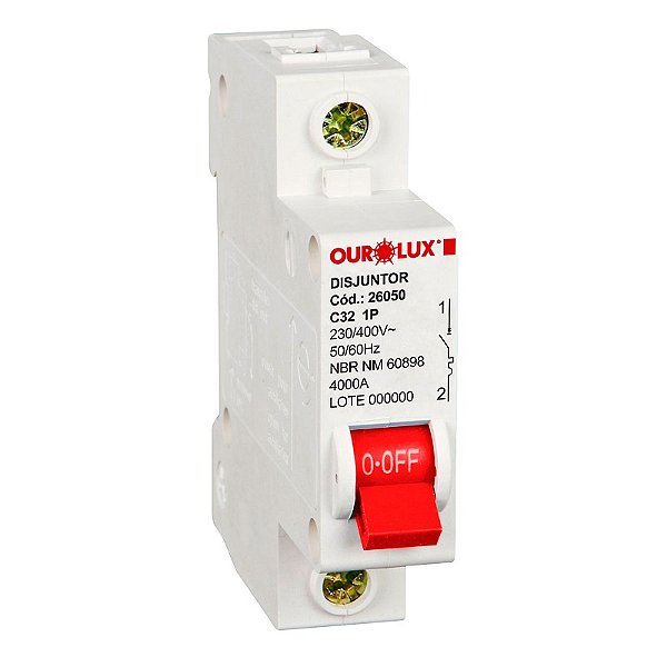 Disjuntor DIN Curva C Unipolar 32A Ourolux