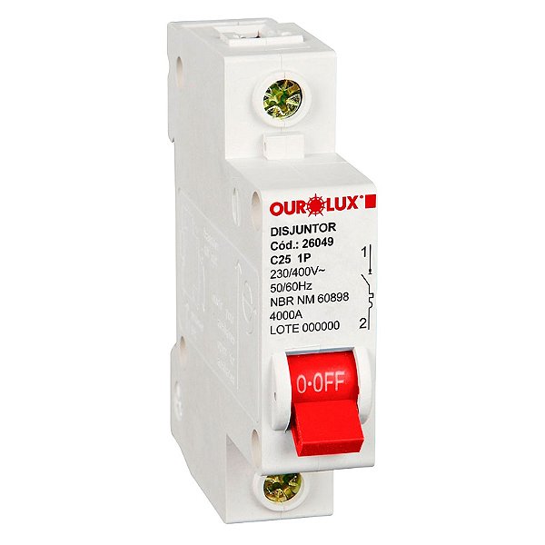 Disjuntor DIN Curva C Unipolar 25A Ourolux