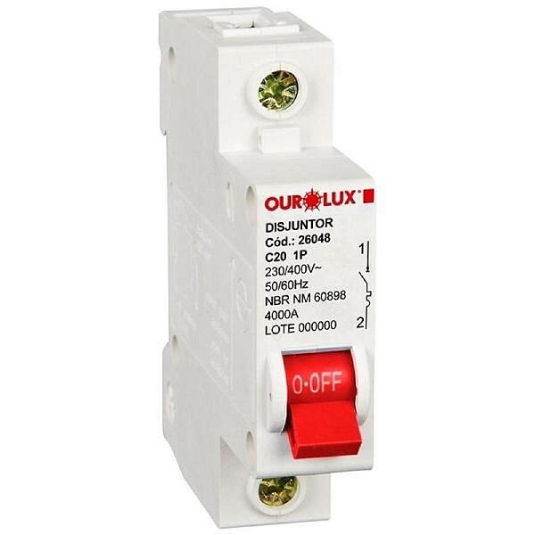 Disjuntor DIN Curva C Unipolar 20A Ourolux