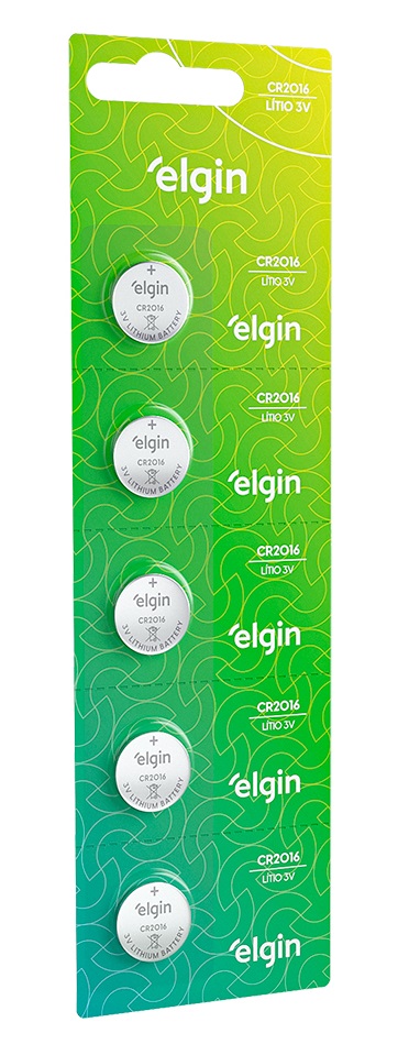 Pilha Bateria Botao CR2016 3V Lithium Cartela 05UN ELGIN