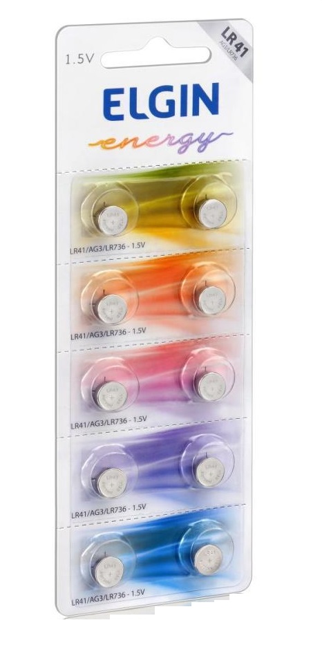 Pilha Bateria Botao LR41 1.5V Cartela 10UN ELGIN