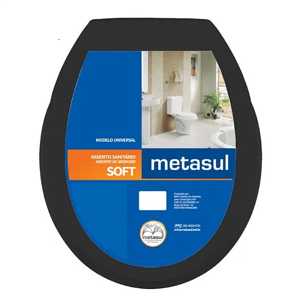 Assento Sanitario OVAL Basico SOFT Preto Metasul