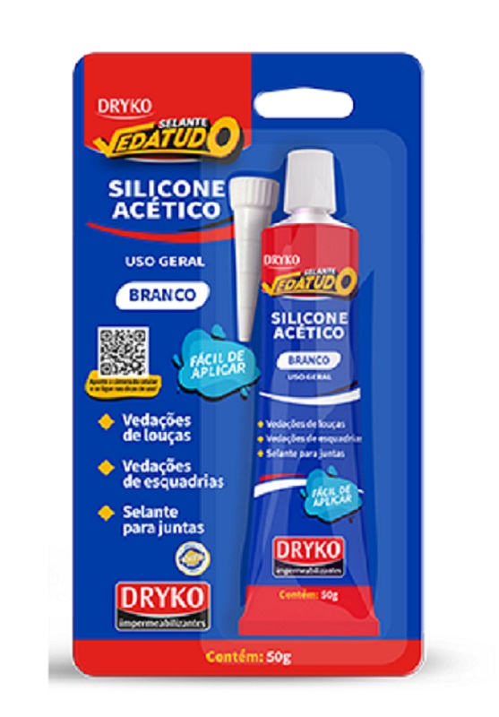 Adesivo Silicone Acetico Branco 50G DRYKO