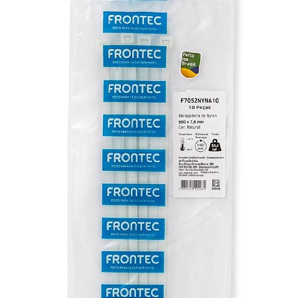 Abraçadeira NYLON 7,6 X 500MM Branca Frontec 10UN