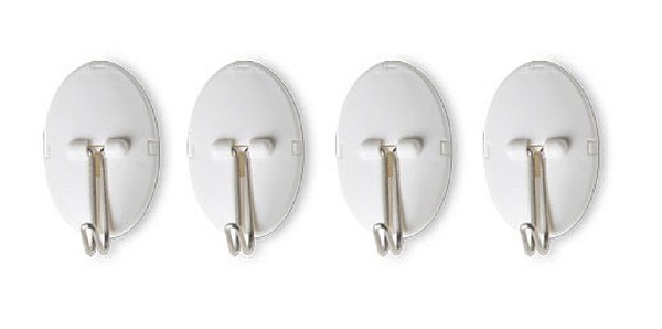 Gancho Adesivo Plastico Branco Pequeno C/04UN Secalux 231100