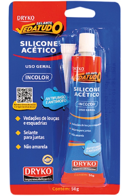 Adesivo Silicone Acetico Transparente 50G DRYKO