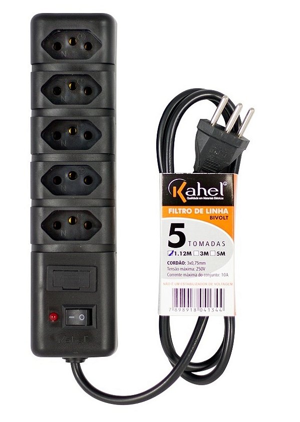 Filtro Linha 5 Tomadas Bivolt Kahel