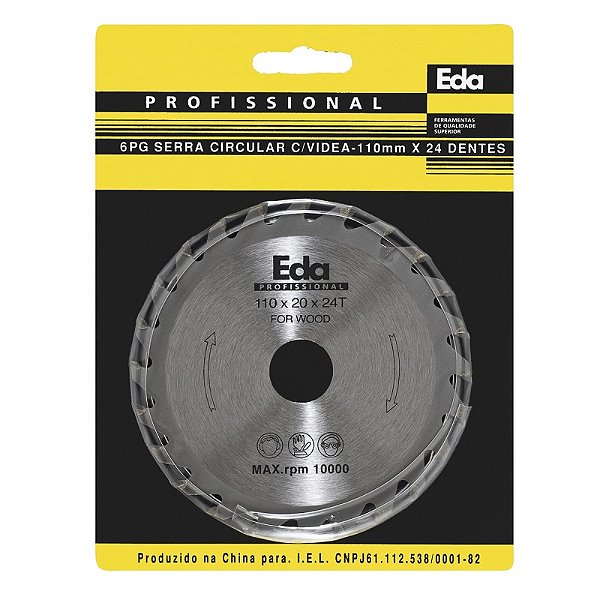 Disco Serra Madeira Videa 4.3/8 110X20MMX24 Dentes EDA 6PG