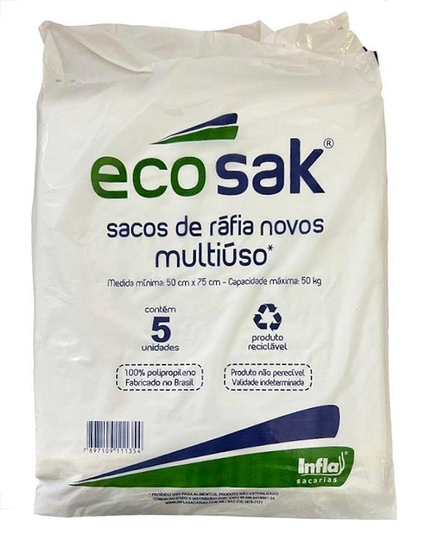 Saco Rafia Entulho 05 Unidades Ecosak INFLA Sacaria