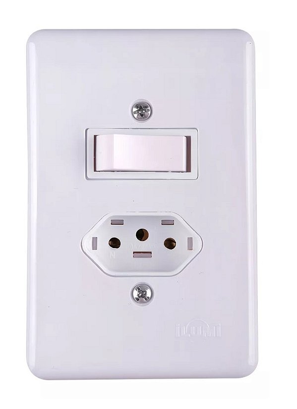 Interrup 1TC Simples + 1TOMADA 20A Branca 4X2 Ilumi 20201