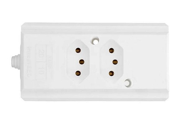 Tomada Barra Dupla Branca 2P+T 10/20A Interneed