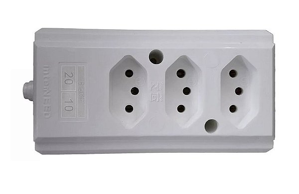 Tomada Barra Tripla Branca 2P+T 10/20A Interneed