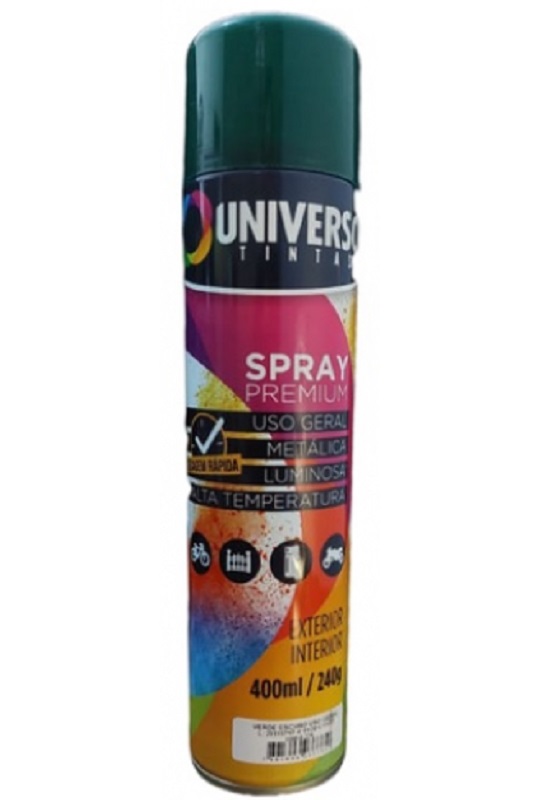 Tinta SPRAY USO Geral Verde Escuro Brilhante 400ML Universo