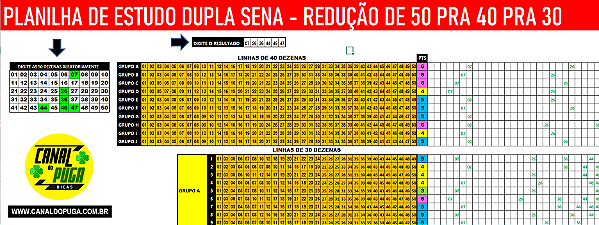 Planilha Dupla Sena: Redução com Estudo pra Acertar SENA