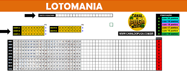 Planilha Lotomania - Método de Grupos pra Passar na Máquina