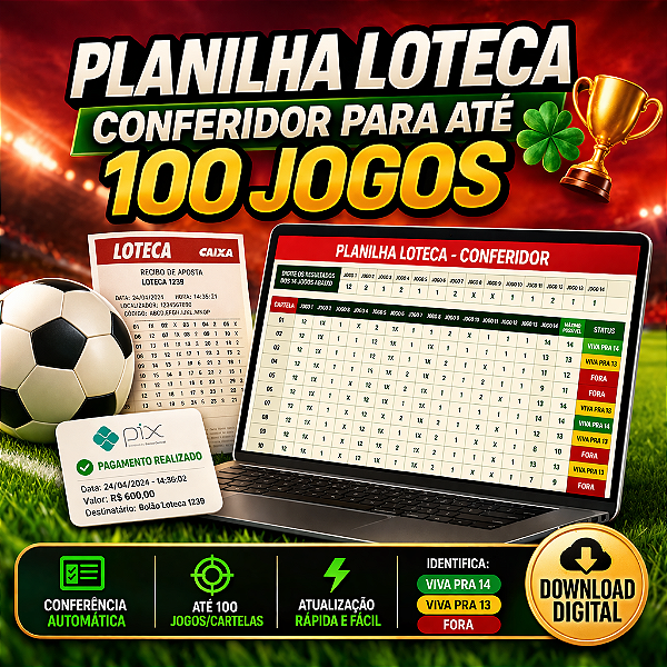 Planilha Loteca - Conferidor para Até 100 Jogos