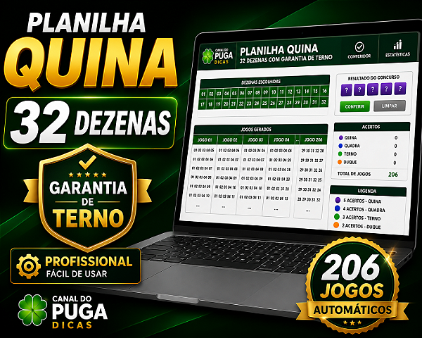 Planilha Quina: Fechamento com 32 Dezenas e Garantia de TERNO