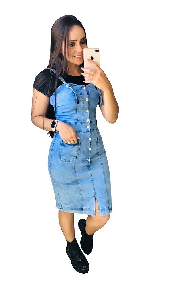 jardineira jeans feminina vestido