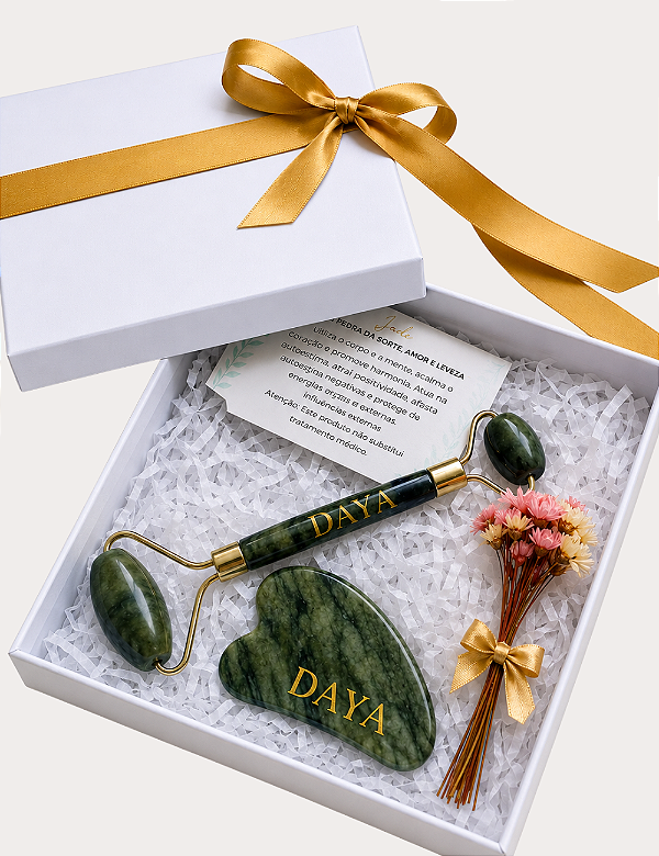GIFT BOX JADE - ROLLER E GUA SHA (PERSONALIZAÇÃO - MÍNIMO 10 UNIDADES)