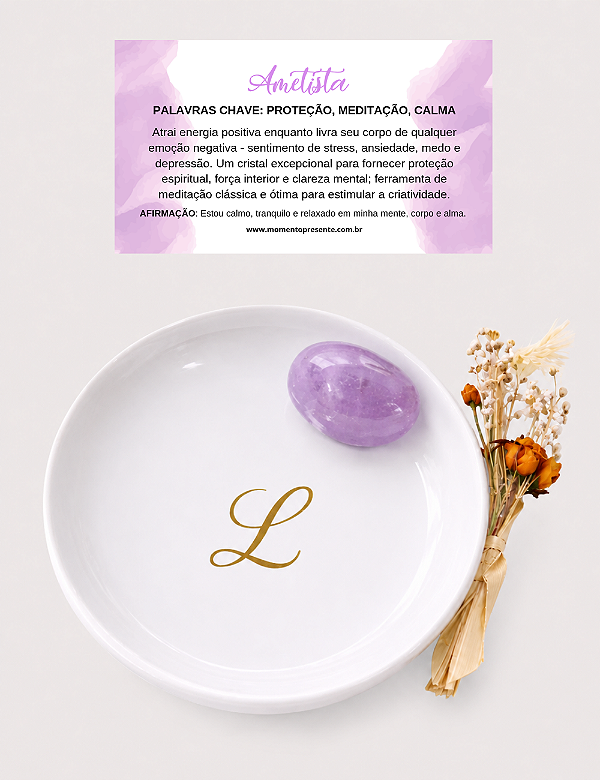 PORTA-JOIAS MEU CRISTAL PEDRA ROLADA | PERSONALIZADO LETRA INICIAL