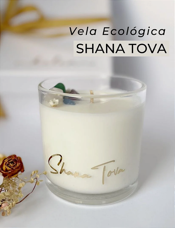 Vela SHANA TOVA com mini cristais da felicidade