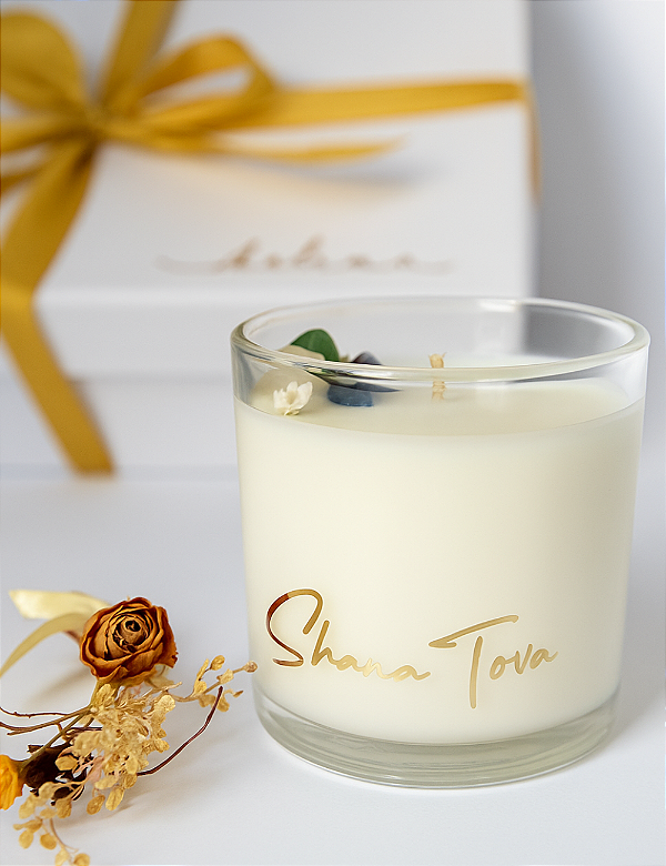 VELA SHANA TOVÁ COM MINI CRISTAIS DA FELICIDADE | GIFT AVULSO