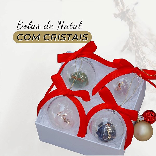 BOLA DE NATAL COM CRISTAIS DOS DESEJOS NA GIFT BOX PERSONALIZADA