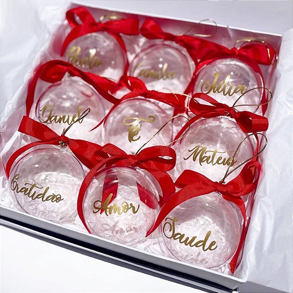 Bolas de Natal Personalizadas com Mini Cristais - na GIFT BOX PERSONALIZADA