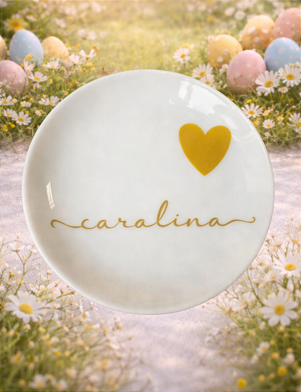 PORTA-JOIAS CORAÇÃO DOURADO E NOME PERSONALIZADO - GIFT AVULSO