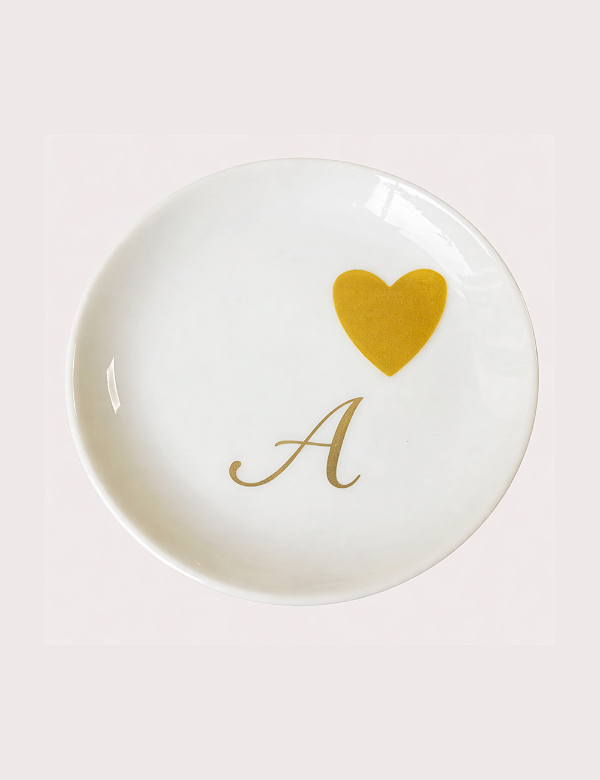 PORTA-JOIAS CORAÇÃO DOURADO E LETRA INICIAL PERSONALIZADA - GIFT AVULSO