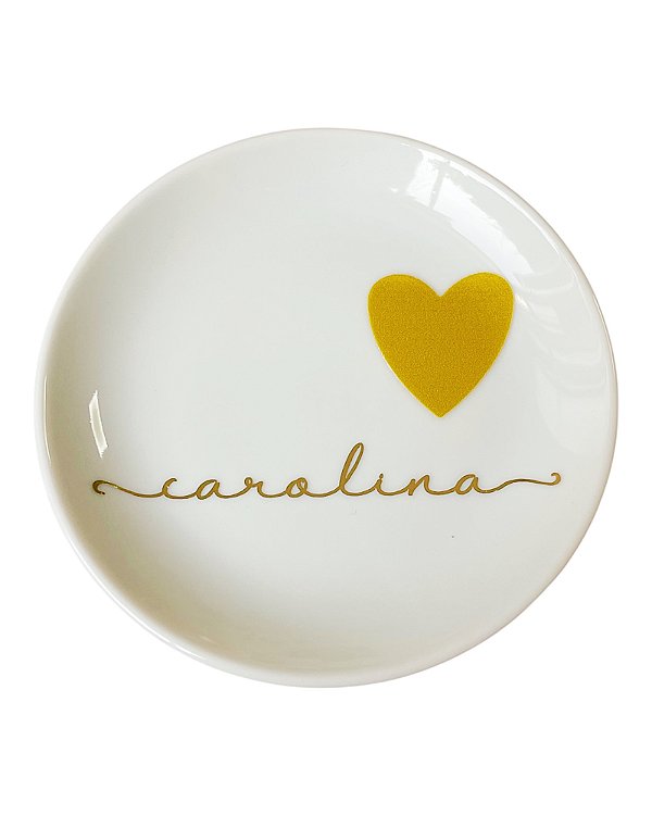 PORTA-JOIAS CORAÇÃO DOURADO E NOME PERSONALIZADO - GIFT AVULSO