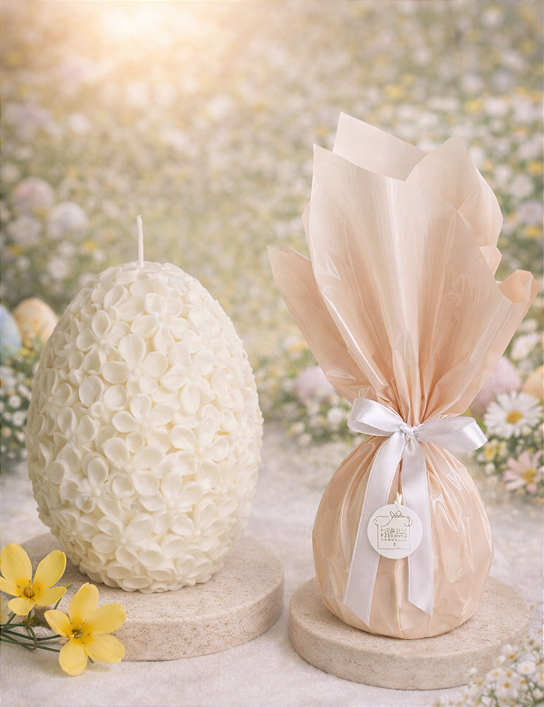 VELA ECOLÓGICA OVO ARABESCO FLORAL | COLEÇÃO PÁSCOA