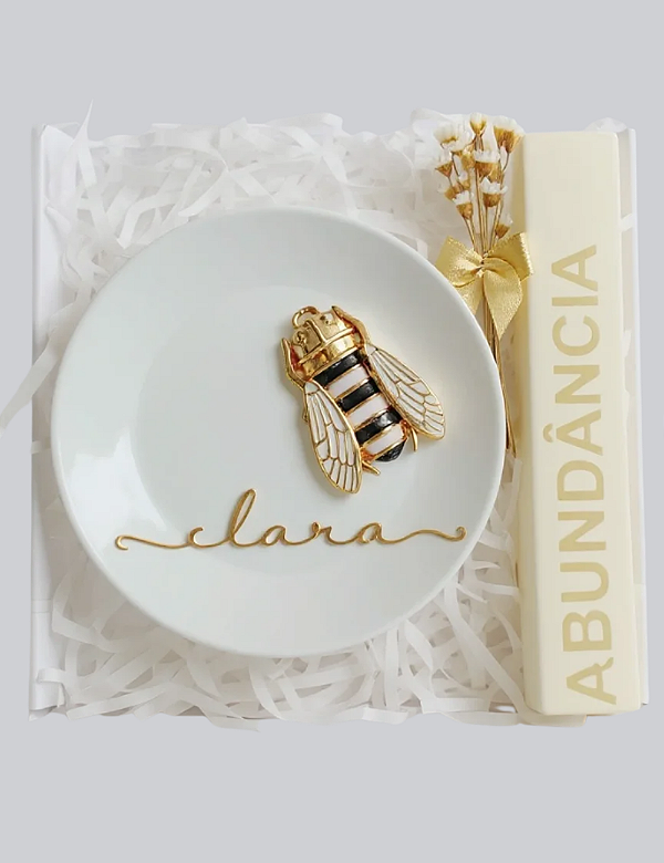 GIFT BOX WISHES ABELHA | VELA INTENÇÕES | PORTA JOIAS ABELHA | COLEÇÃO BEELIVING