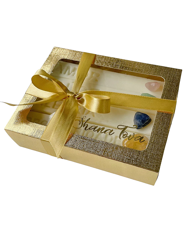 VELA DAS INTENÇÕES SHANA TOVÁ - GANHE LINDA GIFT BOX DOURADA COM VISOR TRANSPARENTE PERSONALIZADA