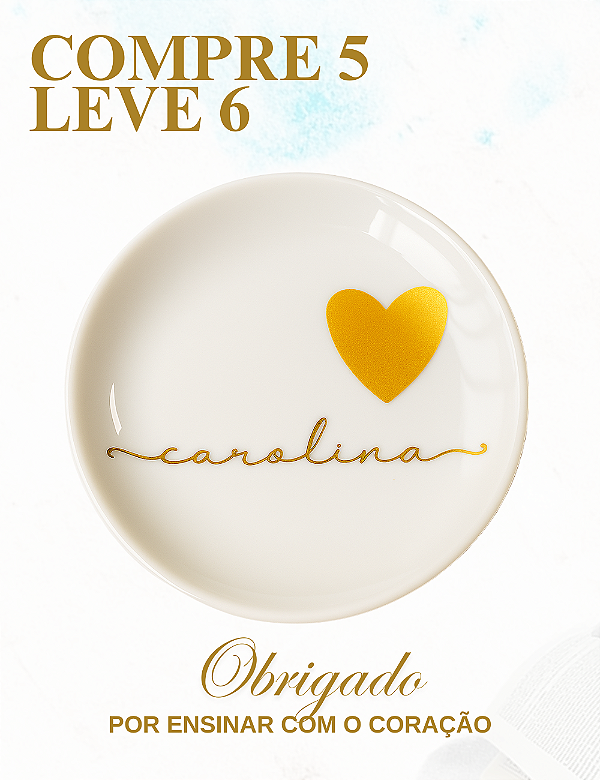 COMPRE 5 LEVE 6 – PORTA-JOIAS CORAÇÃO DOURADO - GIFT ESPECIAL DIA DIA PROFESSORES