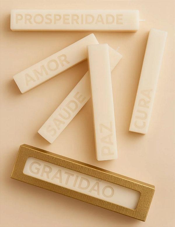 VELA INTENÇÕES | DECORATIVAS| CAIXA DOURADA COM VISOR