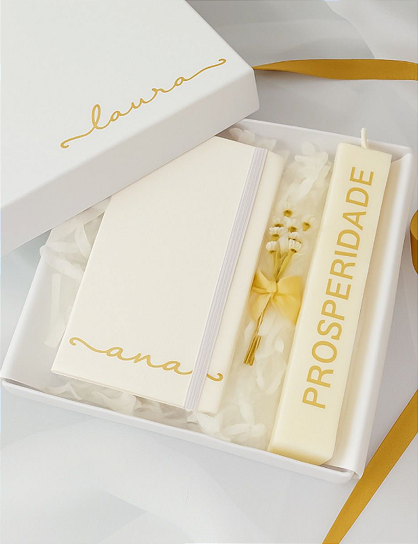 GIFT BOX PLANEJAR | MOLESKINE DE BOLSA | VELA DAS INTENÇÕES DECORATIVA | COLEÇÃO NATAL