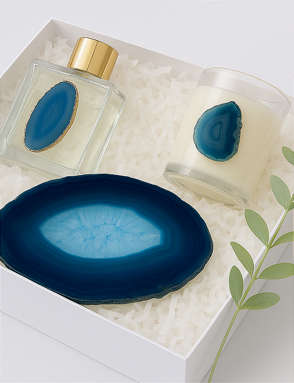 GIFT BOX AROMAS ÁGATA | VELA AROMA CHÁ BRANCO | APARADOR ÁGATA