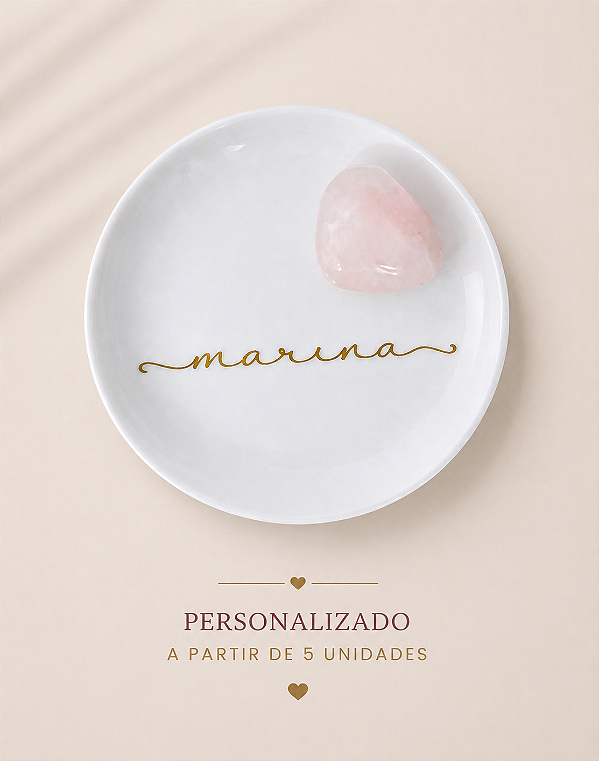 PORTA-JOIAS MEU CRISTAL QUARTZO ROSA | PERSONALIZADO | ACIMA 5 UNIDADES