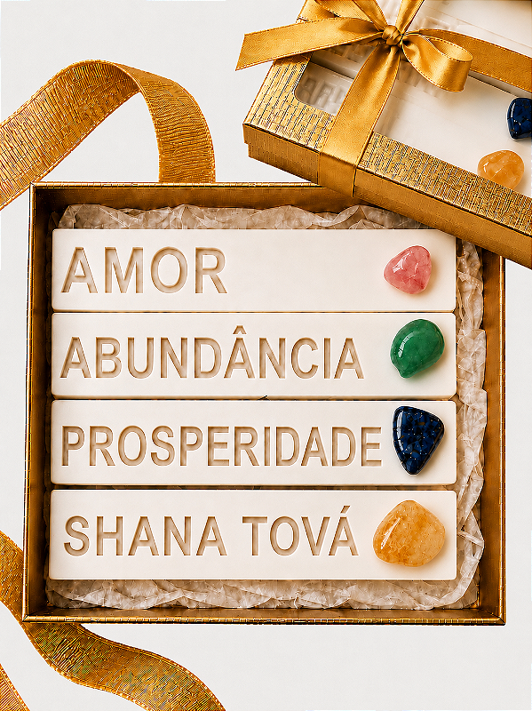 04 VELAS DAS INTENÇÕES | CAIXA DOURADA VISOR TRANSPARENTE | | COLEÇÃO SHANÁ TOVÁ