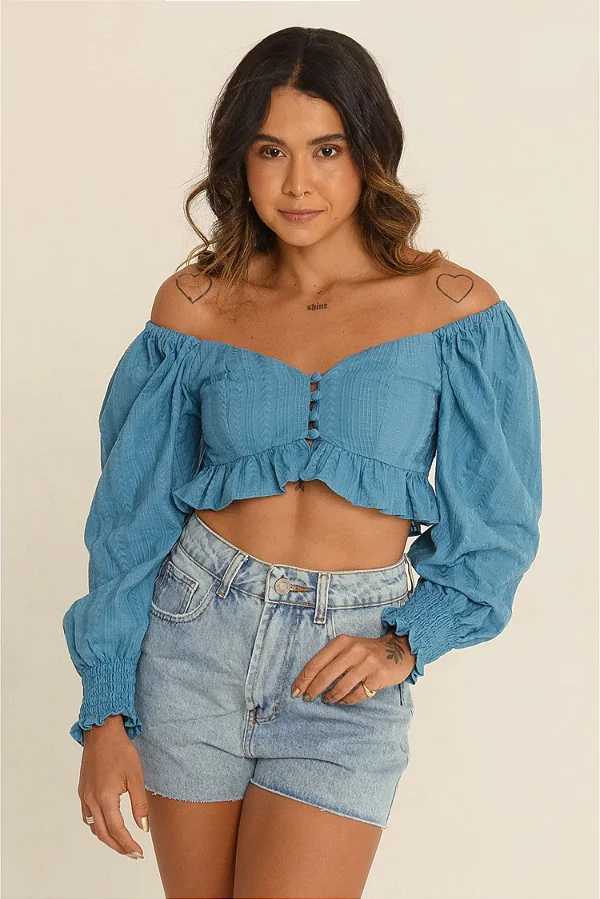 cropped pipa azul