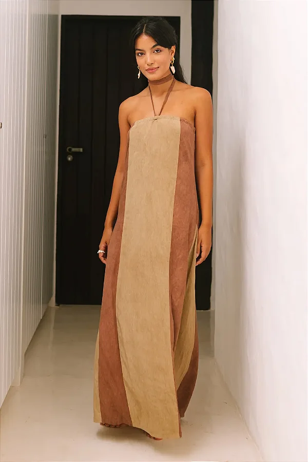 vestido longo trio salt breeze