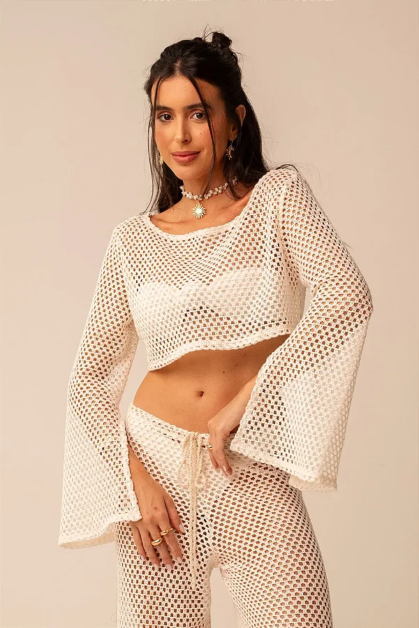 cropped moana crochê off white