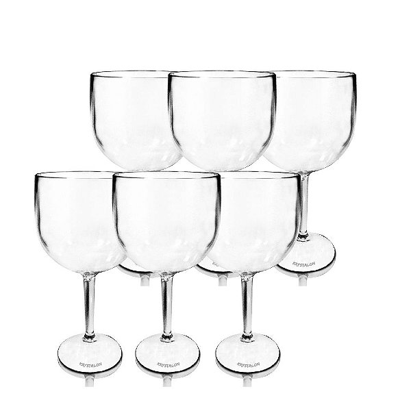 Taça Gin Acrilico Kit com 6 peças - para Vinho, Água e Gin
