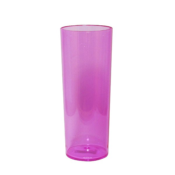 Copo Long Drink Tubo Rosa para festas 300ml - Poliestireno Acrilico PS