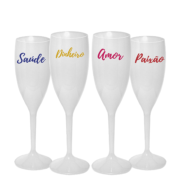 Kit 4 Taças Champanhe 200ml Branca Personalizadas