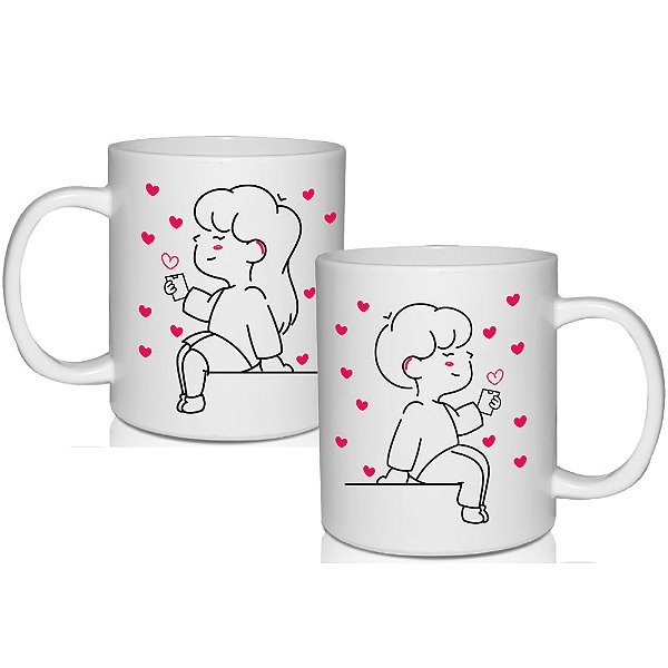 Kit 2 Canecas Dia dos Namorados Personalizadas Frente e Verso (Consulte opções de personalização)